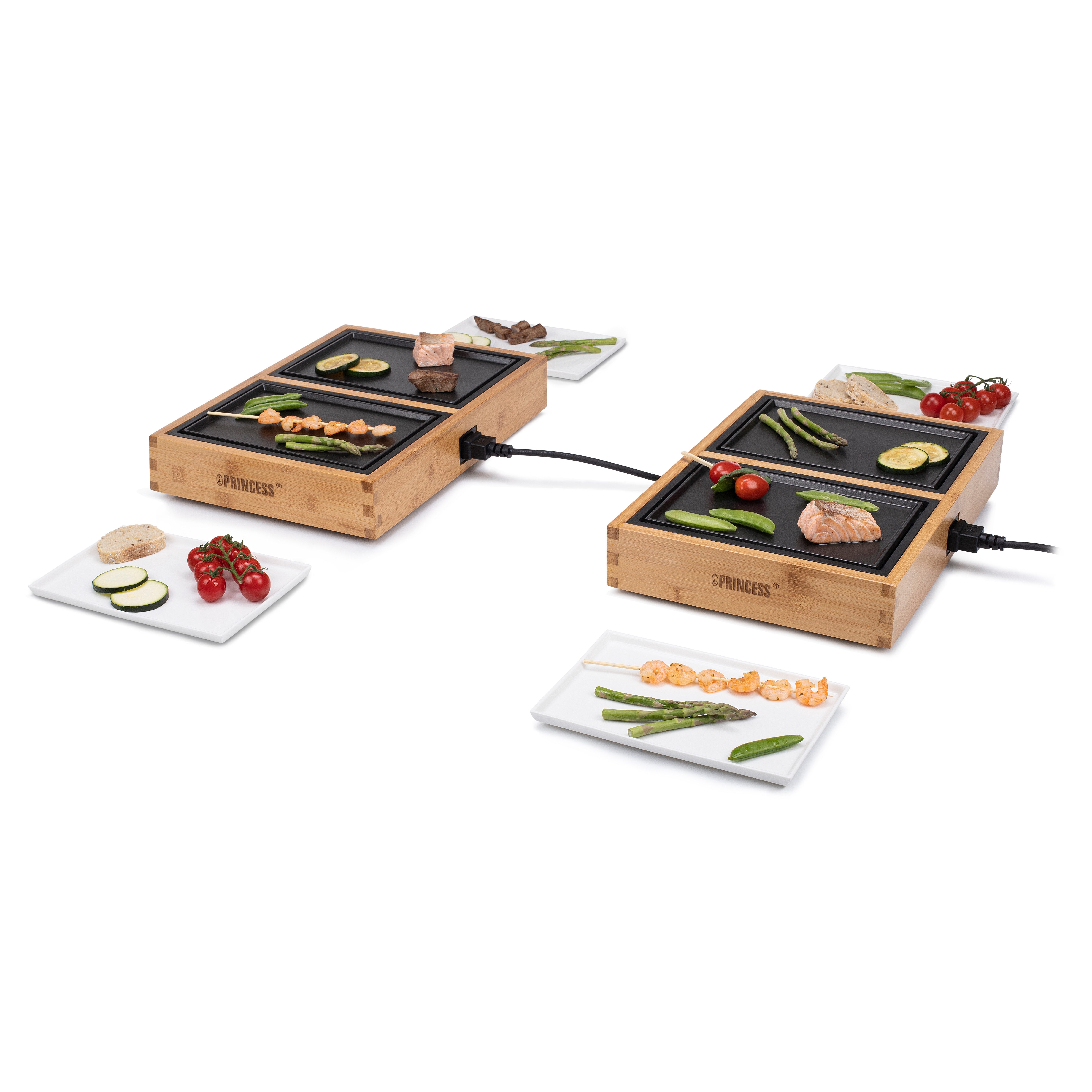 PRINCESS Tischgrill 104040, 840 W, Dinner4two Pure – 4 Personen – Teppanyaki-Zubereitung