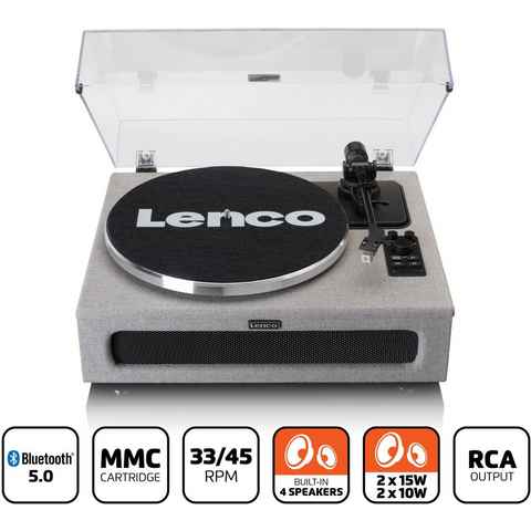 Lenco LS-440 Plattenspieler (Riemenantrieb, Bluetooth, mit 4 eingebauten Lautsprechern)