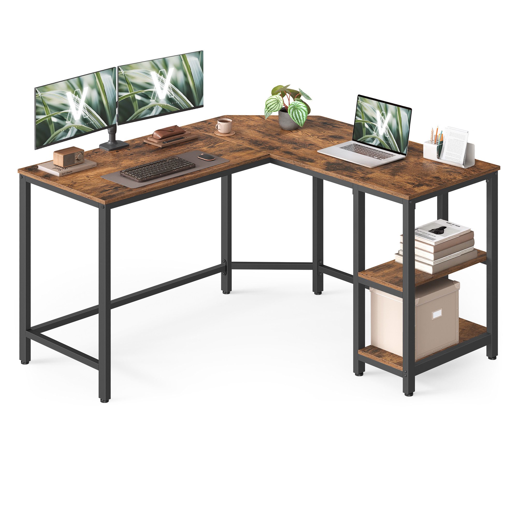 VASAGLE Schreibtisch Computertisch, 130/138 cm, L-förm günstig online kaufen
