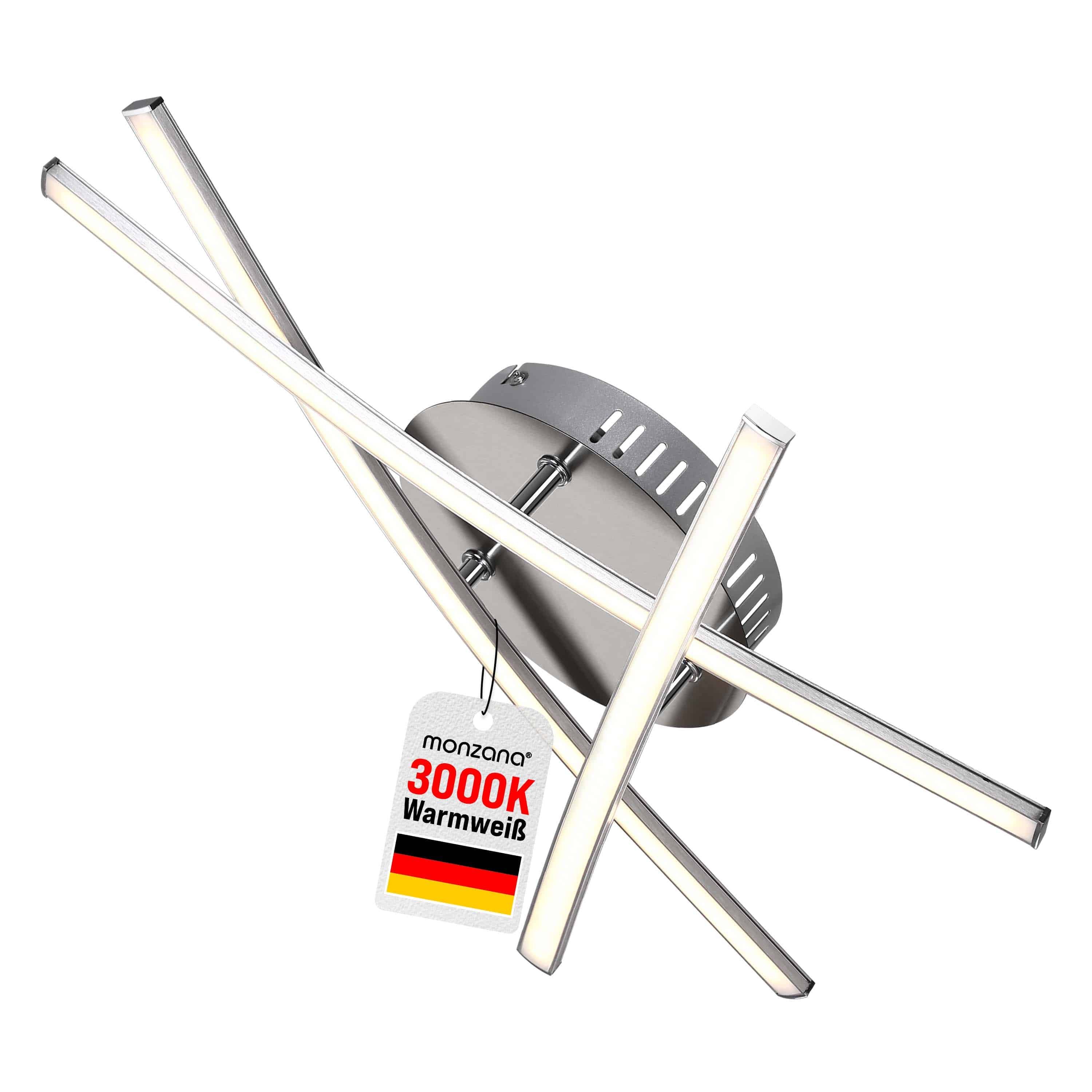 monzana Deckenleuchte Trekant, Modell "Trekant", LED 3 flammig warmweiß Silber Deckenlampe Deckenstrahler Wohnzimmer