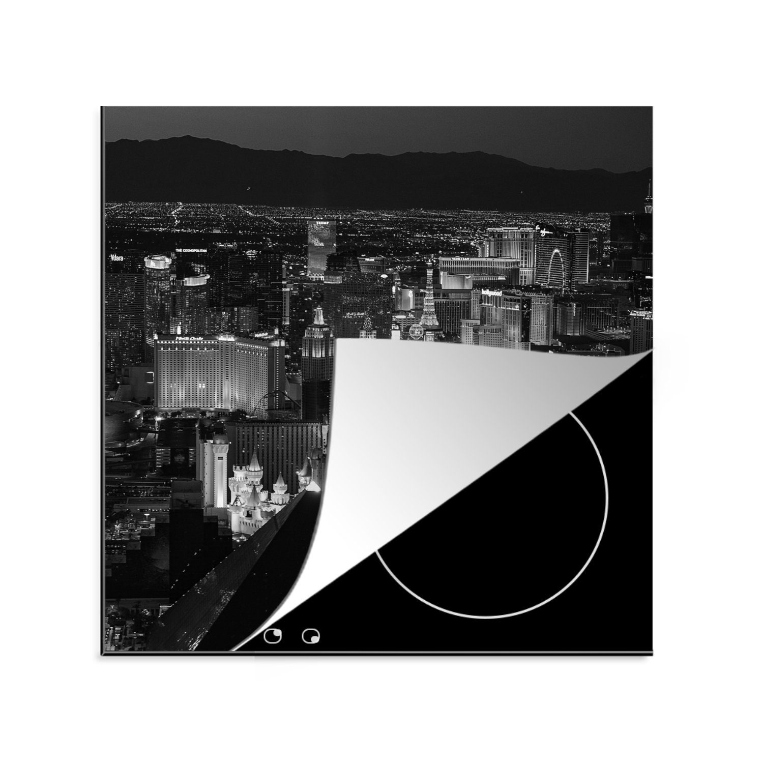 MuchoWow Herdblende-/Abdeckplatte Luftbildaufnahme von Las Vegas, Vinyl, (1 tlg), 78x78 cm, Ceranfeldabdeckung, Arbeitsplatte für küche
