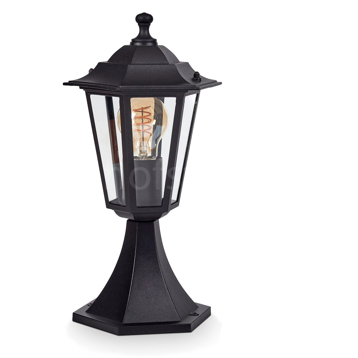 hofstein Pollerleuchte Sockelleuchte aus Metall/Glas in Schwarz/Klar, ohne günstig online kaufen