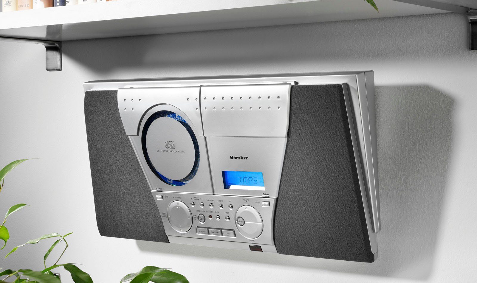 Karcher MC 6550(N) Microanlage (FM-Tuner, CD/MP3 Player, Kassette, LCD Display mit Hintergrundbeleuchtung)