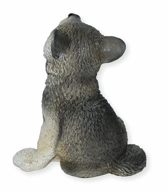 Castagna Tierfigur Deko Figur Wolf Welpe Jungtier sitzend Kollektion Castagna aus Resin/ Kunststein H 22 cm Tierfigur