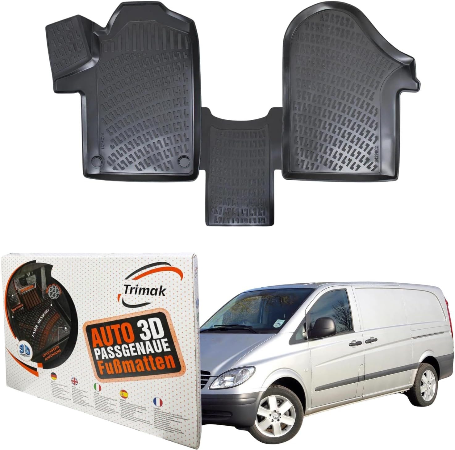 Trimak Passform-Fußmatten Oder Kofferraumwanne Oder Set, Mercedes Vito / Viano W639 2003–2014 Gummimatten Auto TPE Allwetter