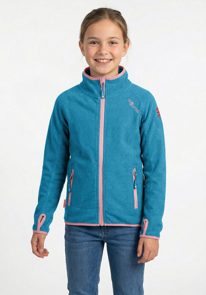 TROLLKIDS Fleecejacke Girls Sandefjord Jacket mit Kapuze, wasserabweisend, windabweisend, atmungsaktiv, leicht