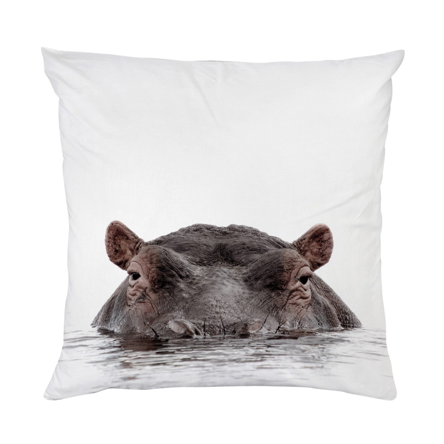 queence Dekokissen Flußpferd, Kissenhülle mit HD Premium Druck, geruchsneutral, 40x40cm