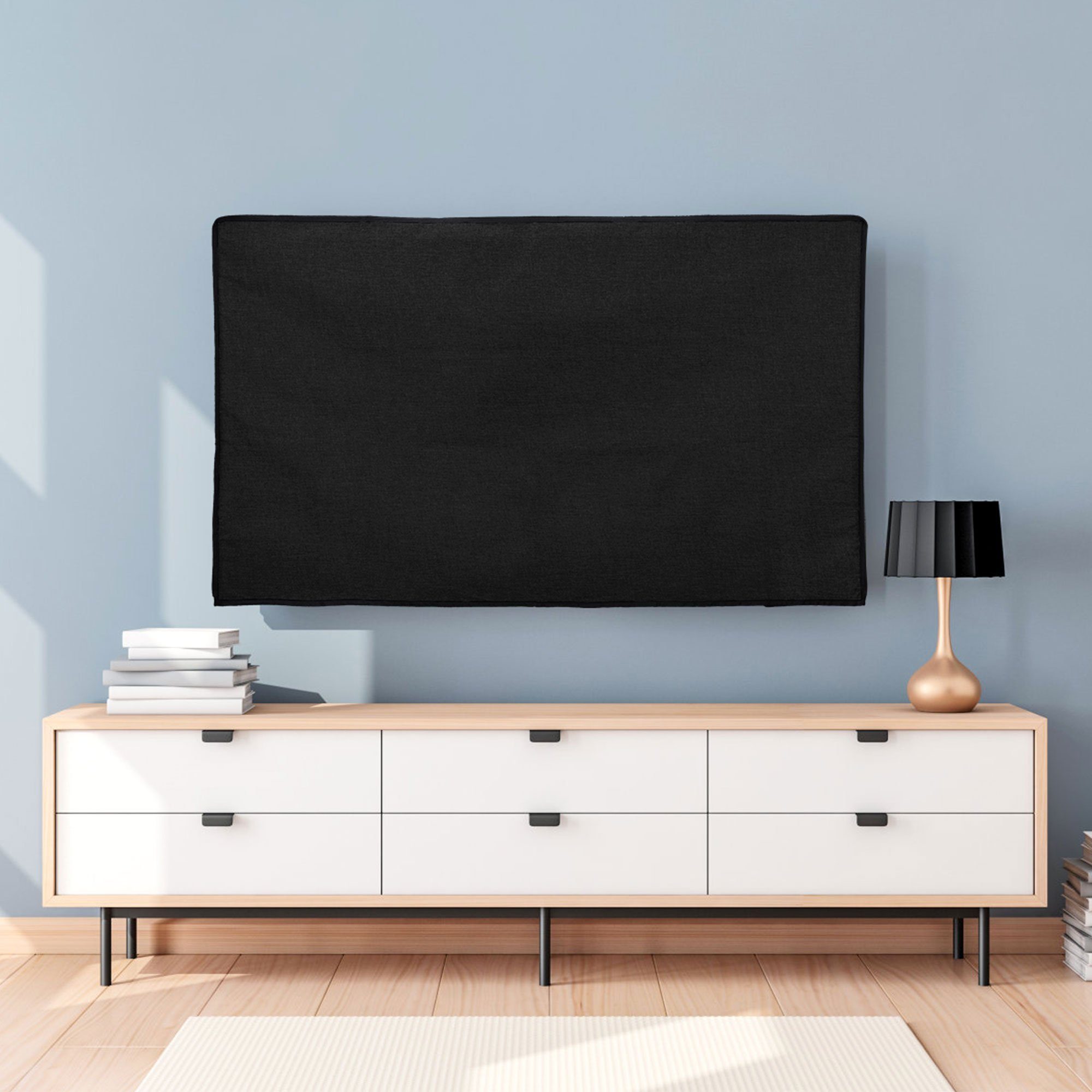 kwmobile Abdeckhaube Hülle für 40" TV, Case mit Eckenschutz Fingerring