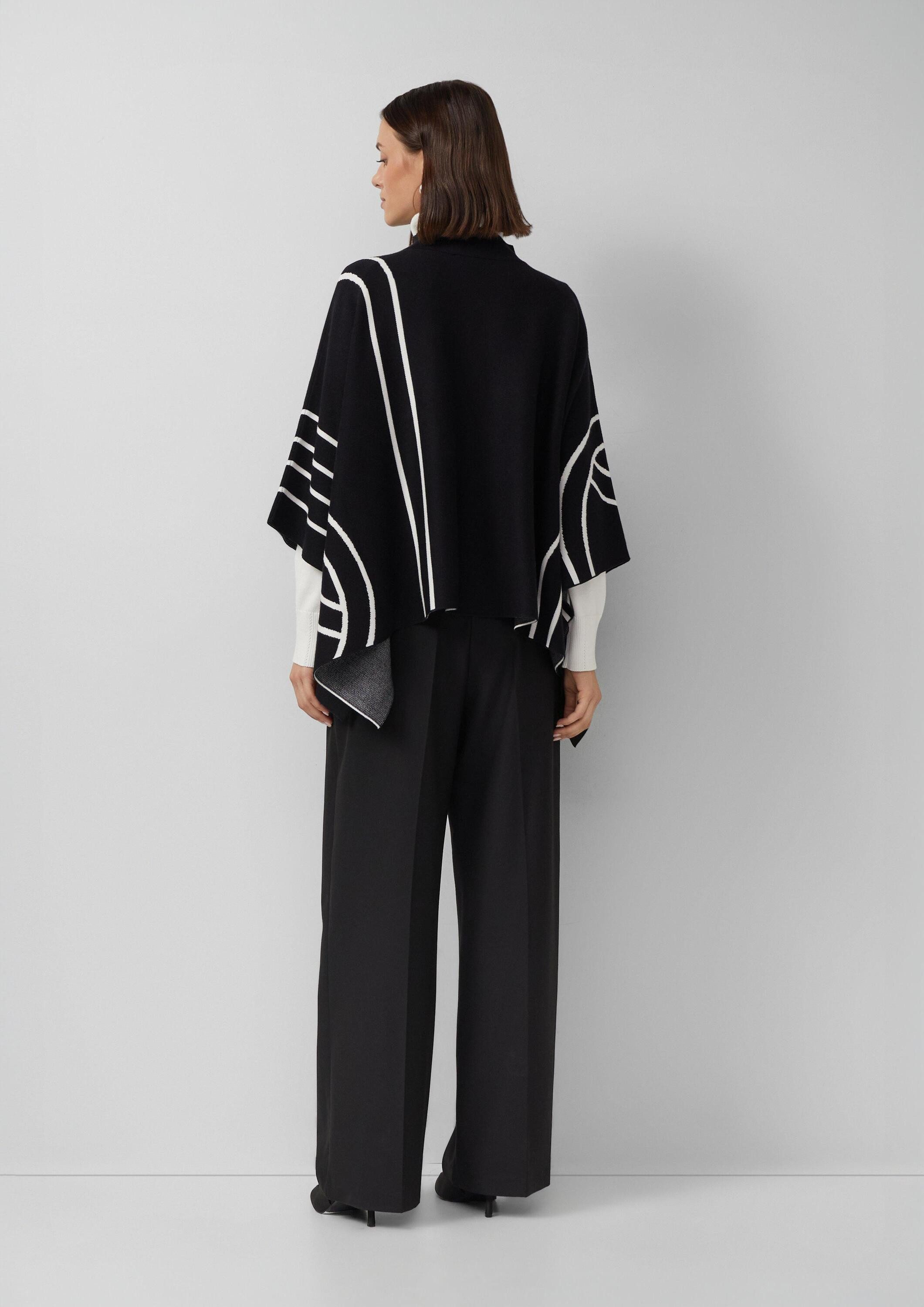 s.Oliver Poncho Strickjacke Strickponcho aus Viskosemix mit Stehkragen