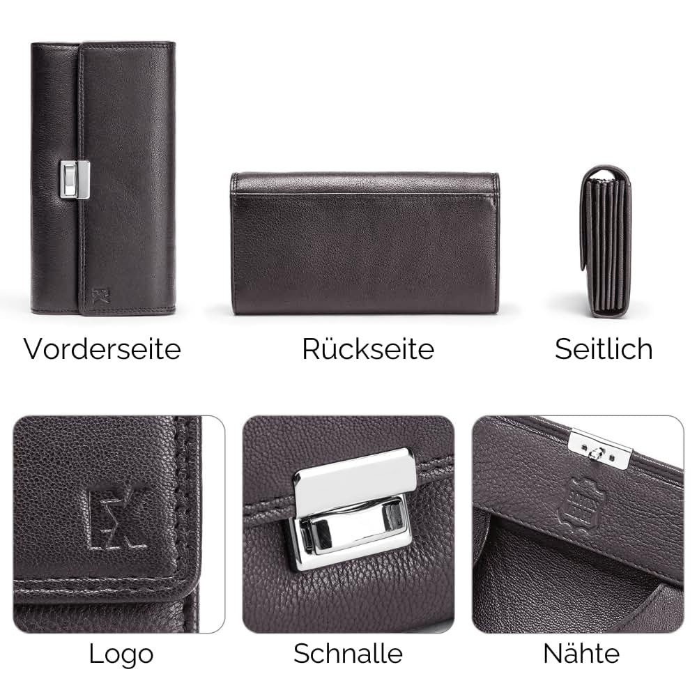 Fomax Kellnerbörse aus hochwertigem Nappa Leder Echtleder Profi Kellnerportemonnaie, Große RFID-Schutz Gastro Taxi Geldbörse Herren Damen