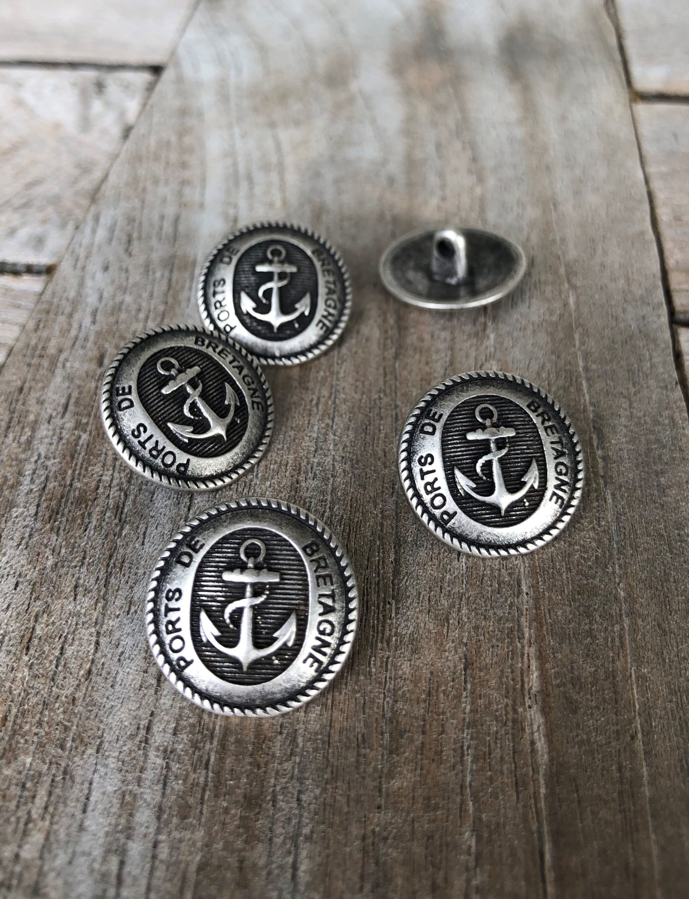 Hartmann-Knöpfe Knopf 10 Stück Maritime Silber antik Metall Knöpfe mit Anker 18mm
