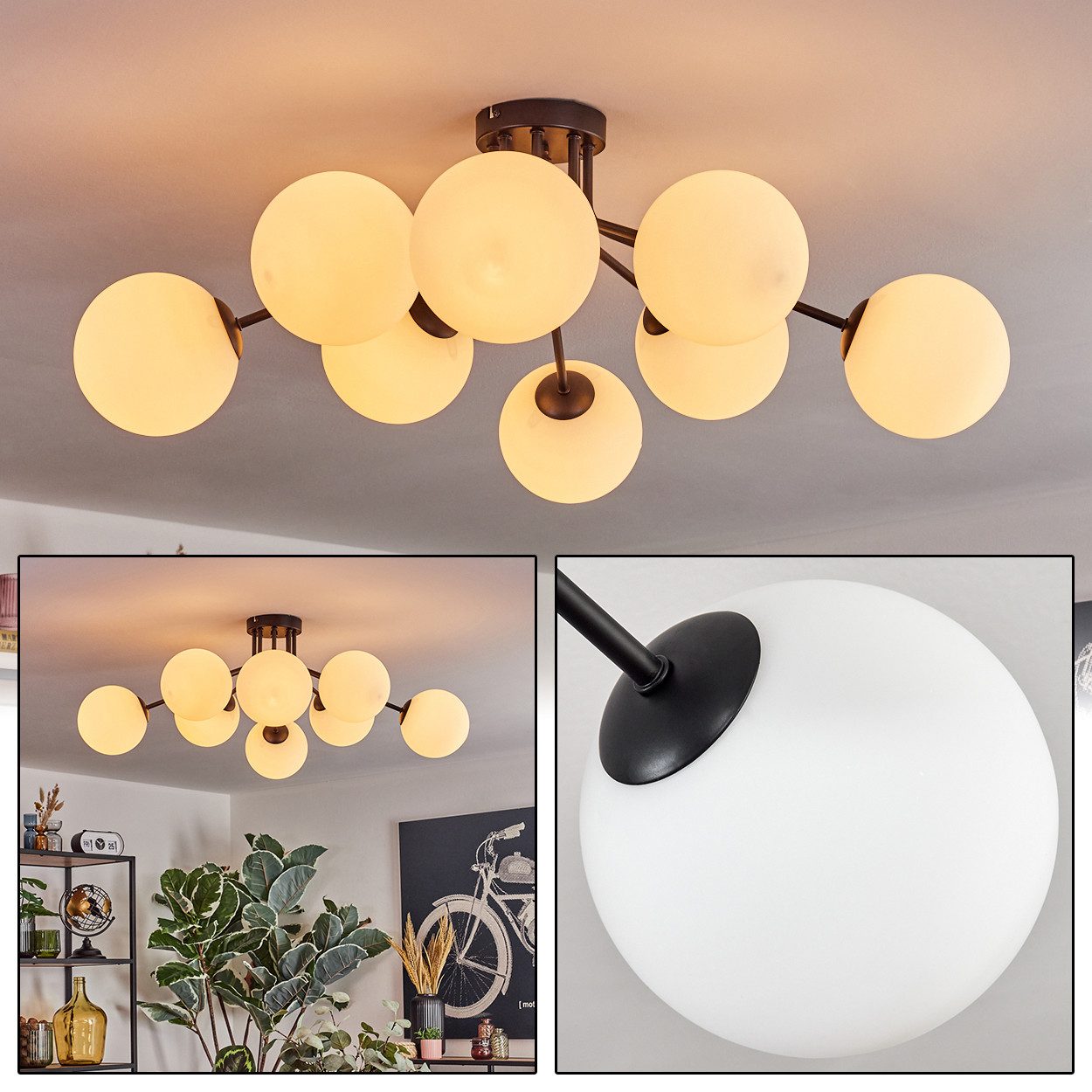 hofstein Deckenleuchte Deckenlampe aus Metall/Glas in günstig online kaufen