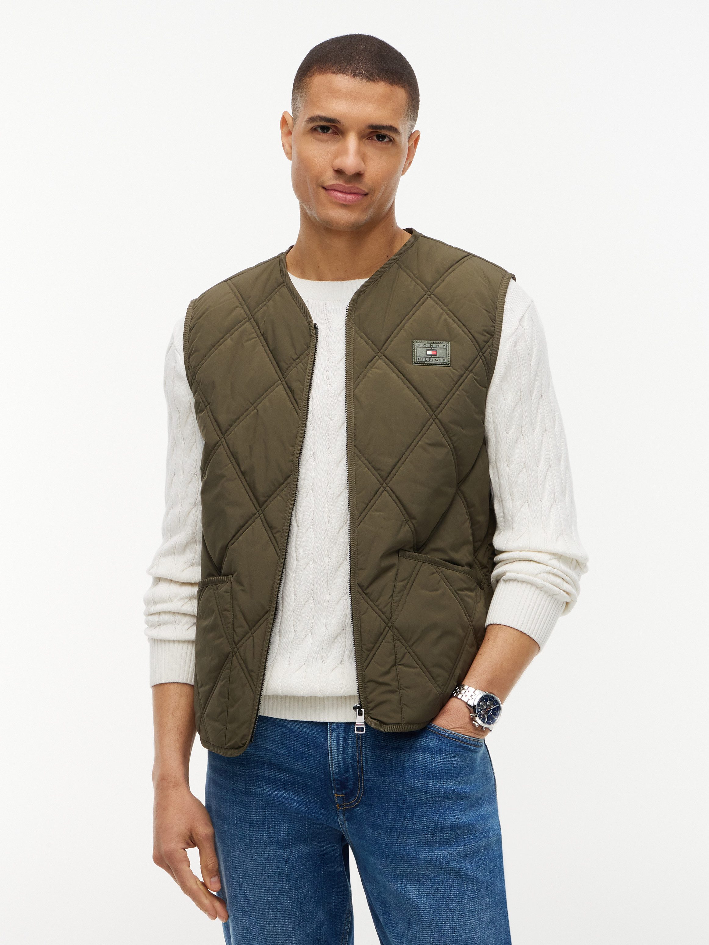 Tommy Hilfiger Steppweste DIAMOND QUILT mit Rautensteppung und Reißverschluss