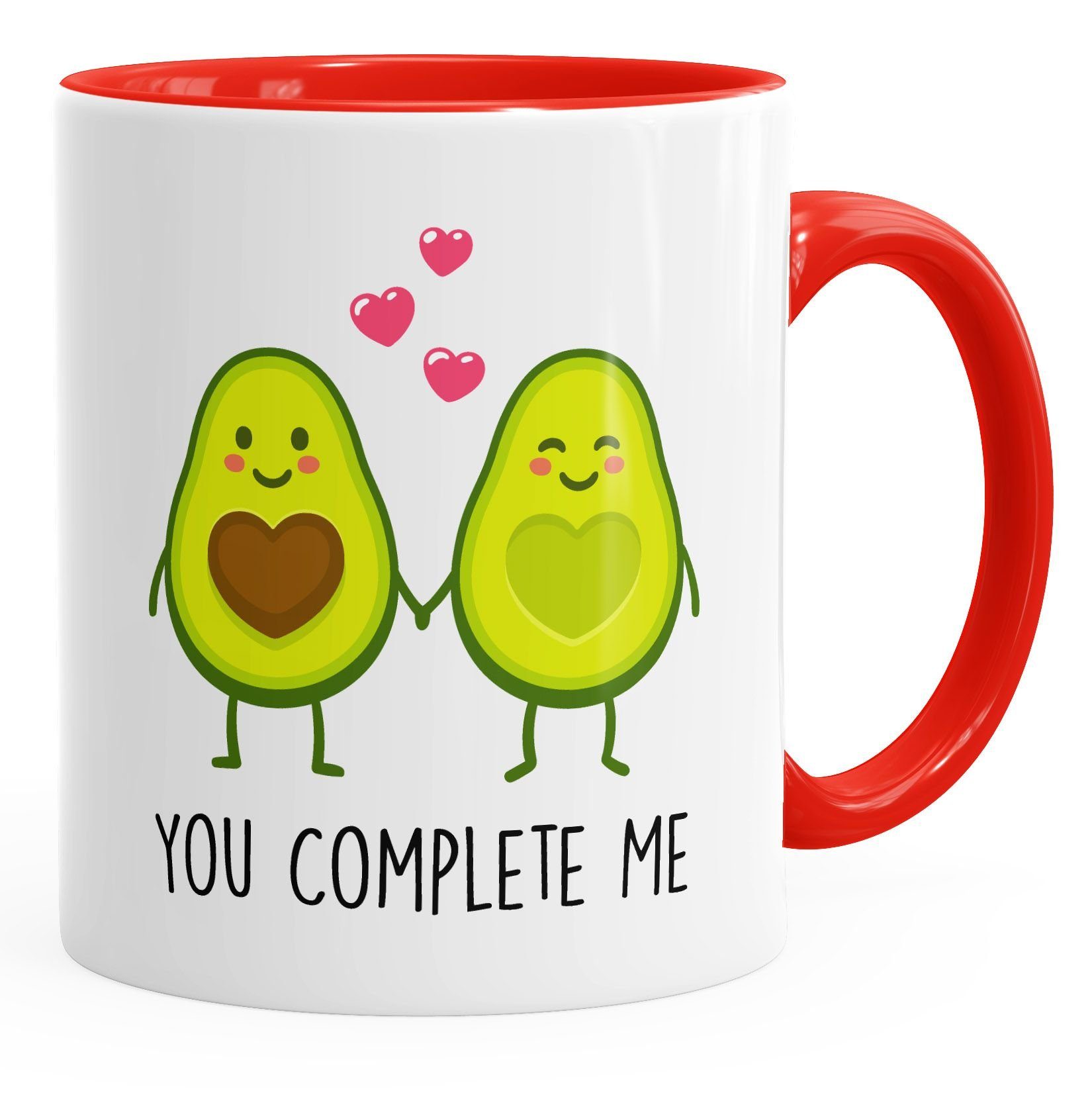 MoonWorks Tasse Geschenk-Tasse Liebe Avocado You complete me Kaffeetasse Teetasse Keramiktasse MoonWorks®, Keramik rot