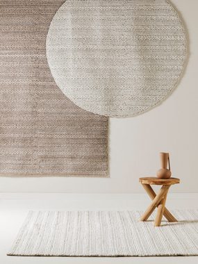 Wollteppich Dina, benuta, rund, Höhe: 5 mm, Kunstfaser, Berber, Ethno-Style, Wohnzimmer