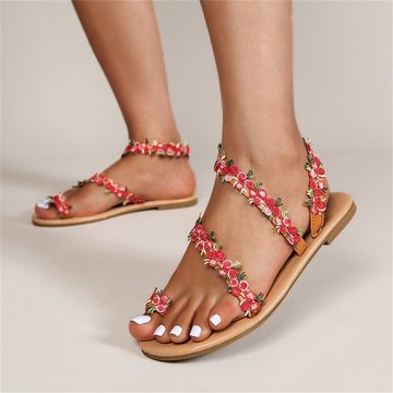 RUZU UG Flache Sandalen für Damen im Sommer-Blumenurlaub im Ethno-Stil Sandale (1-tlg)