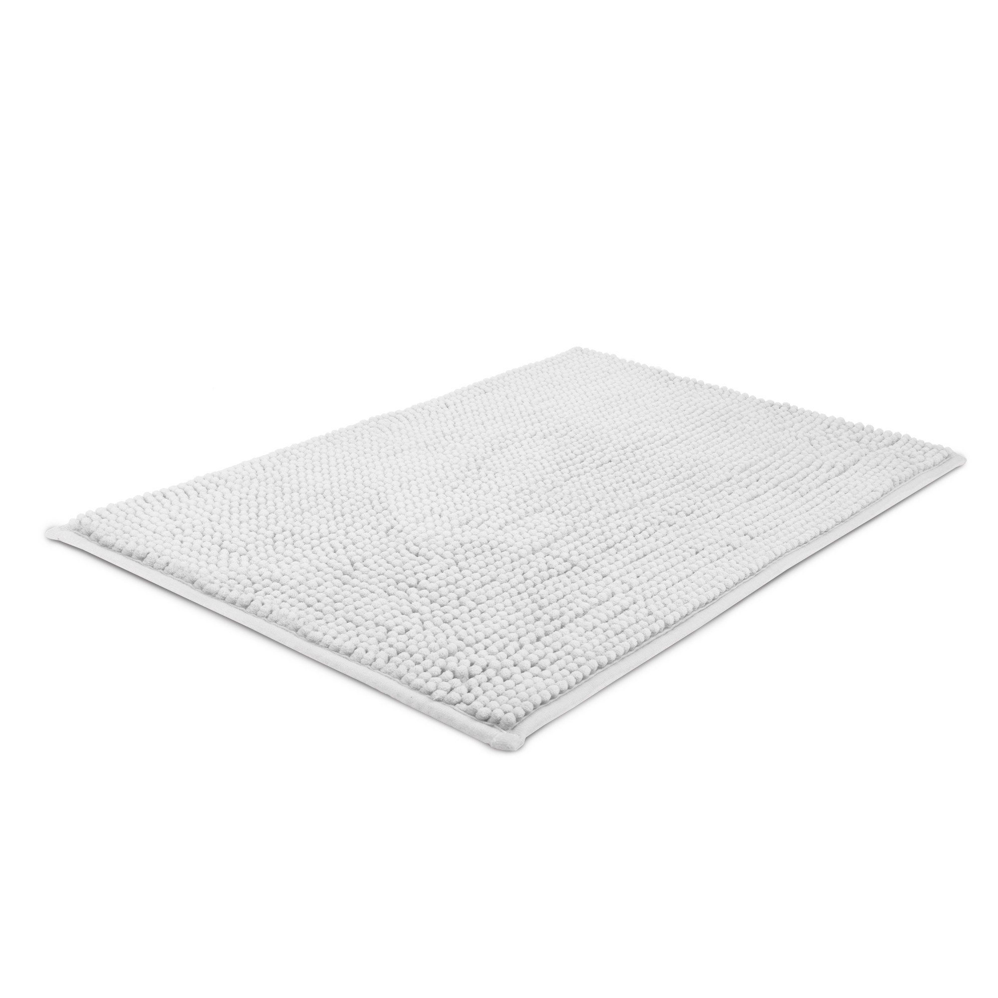 Beautissu Badematte Badematte BeauMare WR, 50x50cm rutschfest Chenille Weiß, Höhe 10 mm, Polyester, Badematte rutschfest 50x50 cm Chenille Badezimmerteppich Flauschig Bad