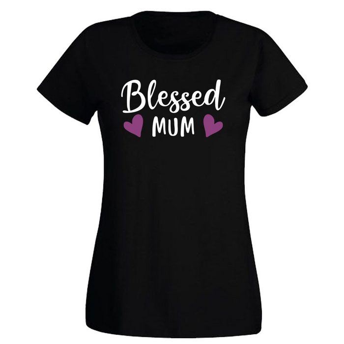 G-graphics T-Shirt Damen T-Shirt - Blessed Mum mit trendigem Frontprint • Aufdruck auf der Vorderseite • Spruch / Sprüche / Print / Motiv • für jung & alt