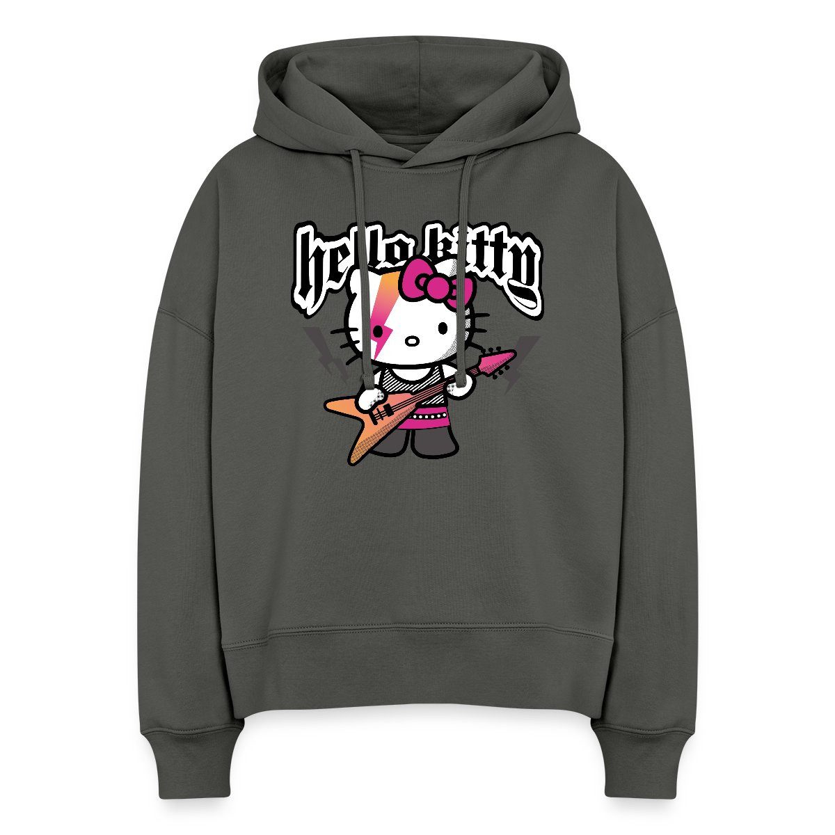 Hoodie Hello Kitty E-Gitarre Rock Style Frauen Boxy Organic Hoodie