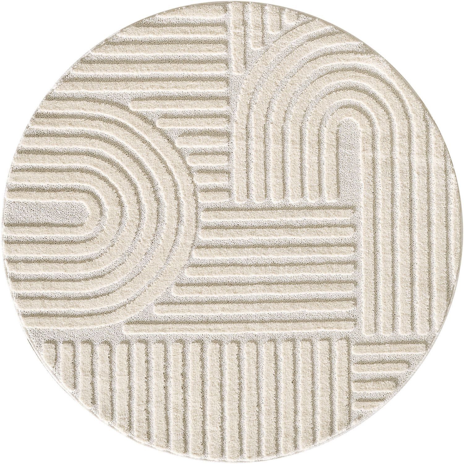 Teppich Boss Teppich Kurzflor Teppich Art 1121, rund - Creme, rund, Höhe: 8 mm