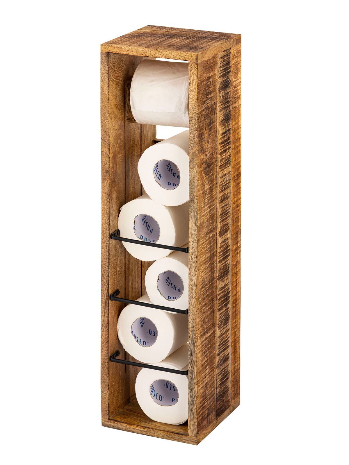 Casamia Toilettenpapierhalter Klopapierhalter Toilettenpapierhalter Holz 17x17 H 65 cm Klorollenhalt