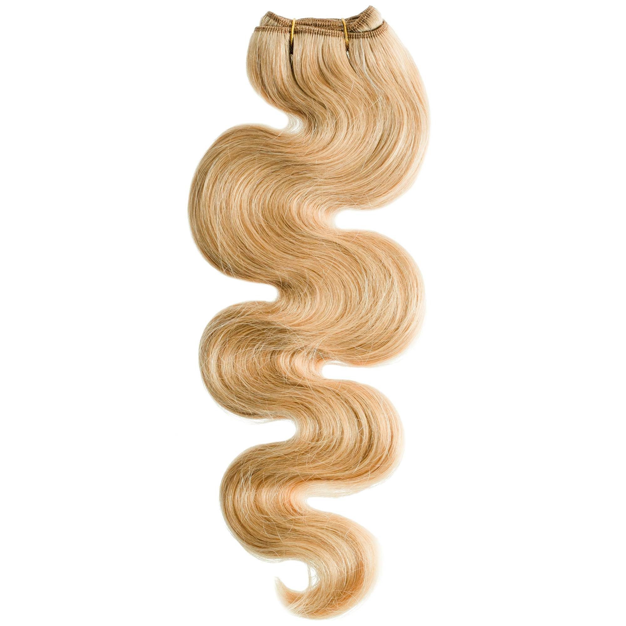 #9/31 Echthaar-Extension hair2heart Gewellte Echthaartresse 40cm Gold-Asch Lichtblond
