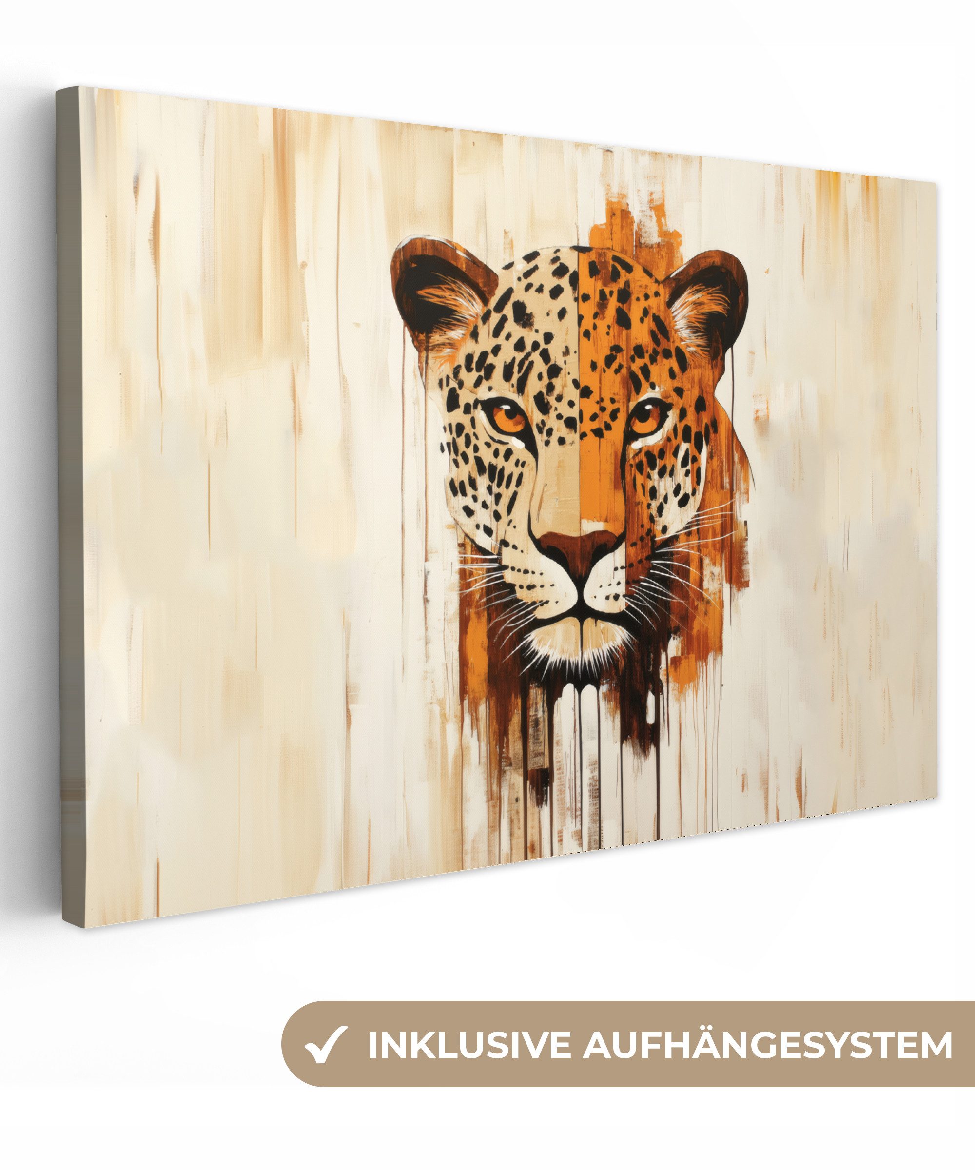 OneMillionCanvasses® Leinwandbild Leopard - Symmetrisch - Streifen, Fotodru günstig online kaufen