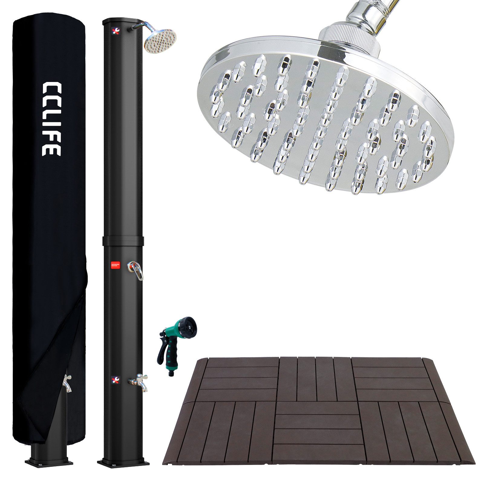 CCLIFE Gartendusche Solardusche 35/40/60L mit Kunststoffboden und Handbrause- pool garten