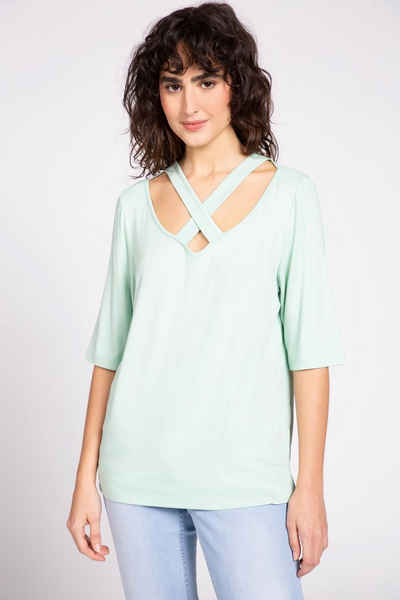 Gina Laura Rundhalsshirt T-Shirt Cut-Outs Halbarm