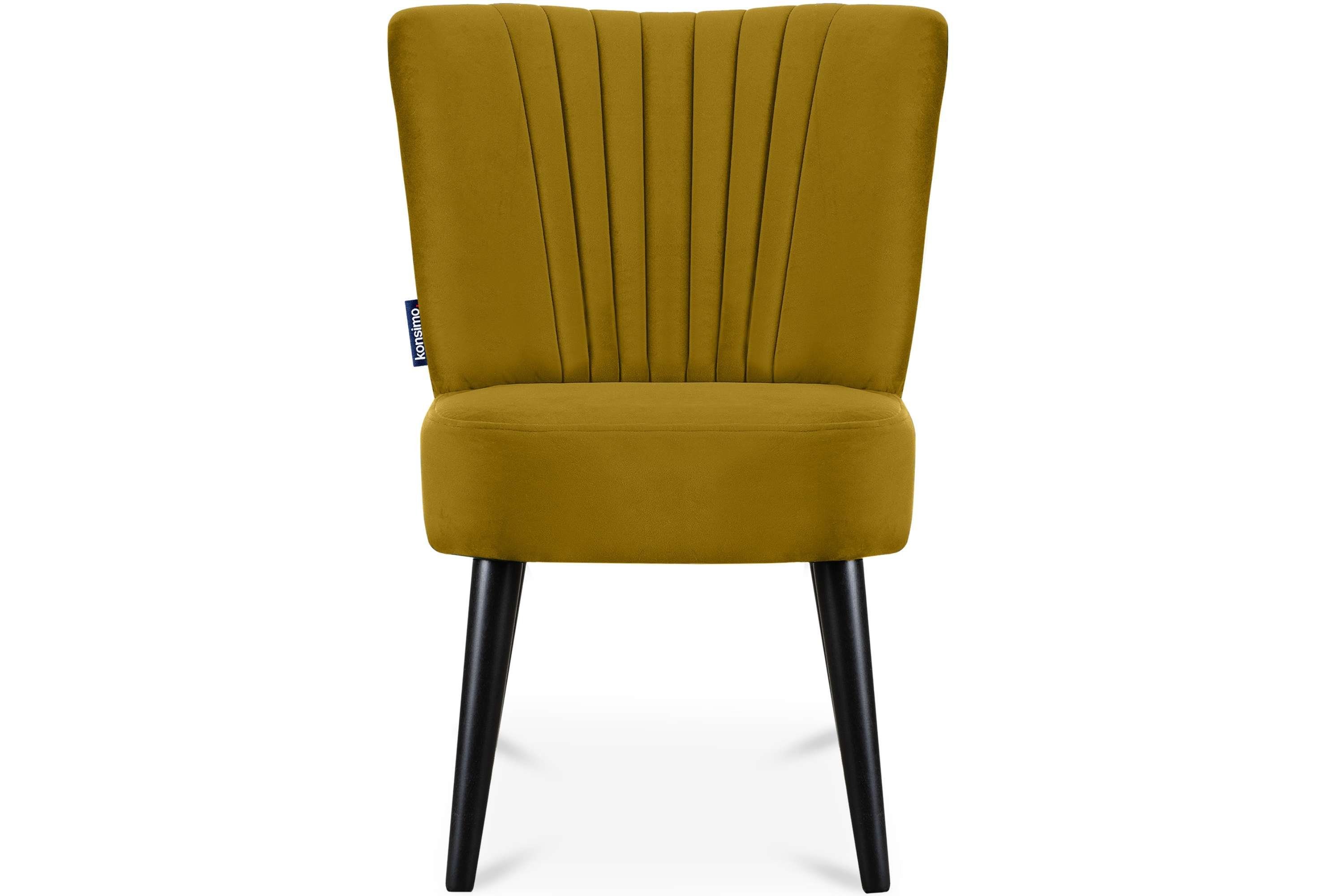 Ziernaht schwarz Cocktailsessel Buchenholz gelb Konsimo | gelb/schwarz Beinen aus Rückenlehne, DUCO Sessel, der lackierten an