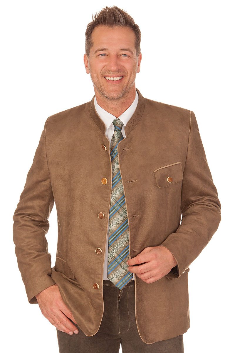 Orbis Textil GmbH & Co. KG Trachtenjanker Janker - VELOUR/Stehkragen - brau günstig online kaufen