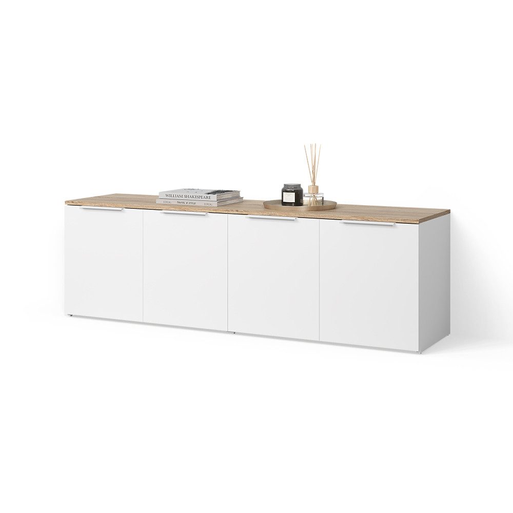 Livinity® Wohnwand Piave, Weiß/Sonoma/Sonoma, 2 Teile, (2-St)