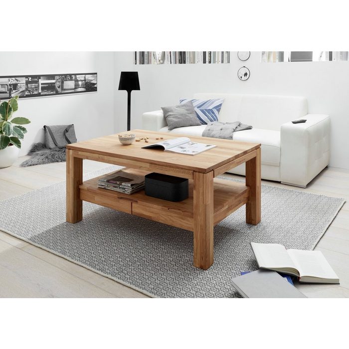 MCA furniture Couchtisch Couchtisch Massivholz mit Schubladen
