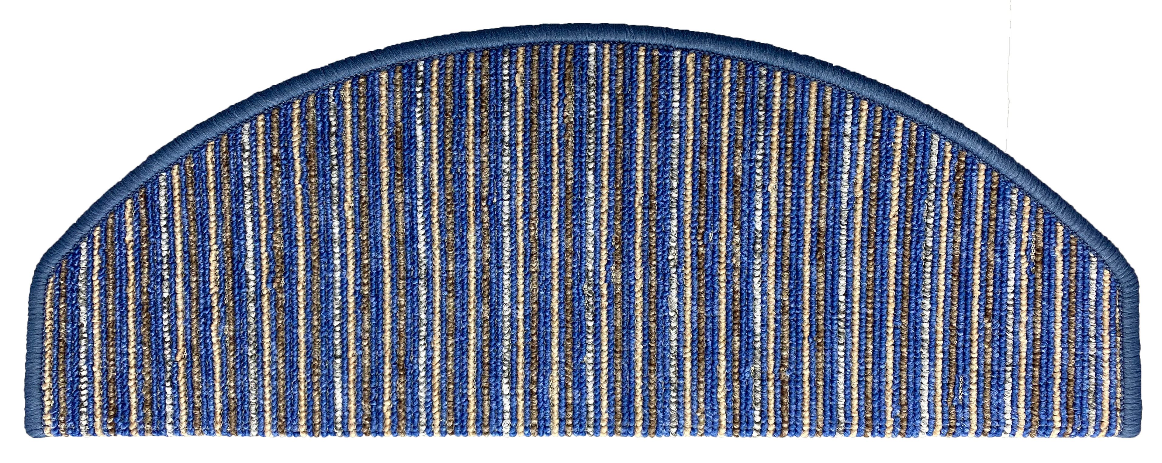 oKu-Tex Stufenmatte RIMINI Stufenmattenset 15 teilig, Nadelfilz, Treppenschutz, mehrfarbig, halbrund, strapazierfähig mit Winkelschiene, selbstklebend, gestreift