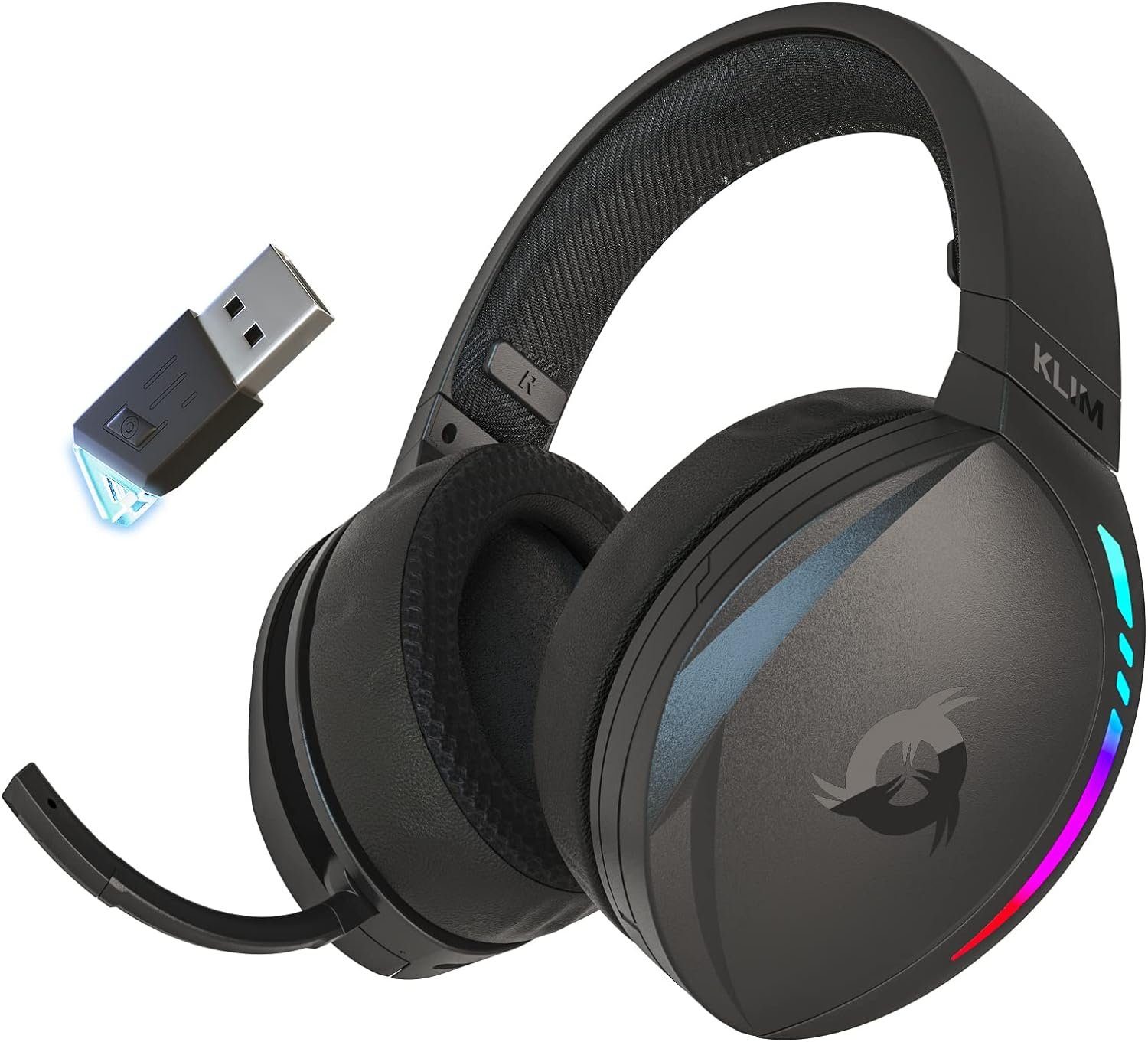 KLIM Panther Kabelloses Geräuschunterdrückung) 3D-Surround-Sound, Mikrofon, Gaming-Headset mit (Headset Bluetooth-Headset mit Gaming-Headset, RGB