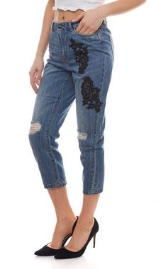 ONLY Boyfriend-Jeans ONLY Tonni Hose lockere Damen Boyfriend-Jeans mit Destroyed Effekten Denim Blau