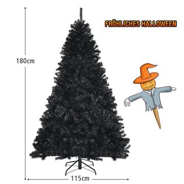 COSTWAY Künstlicher Weihnachtsbaum, 1477 PVC Zweige & Metallständer, schwarz