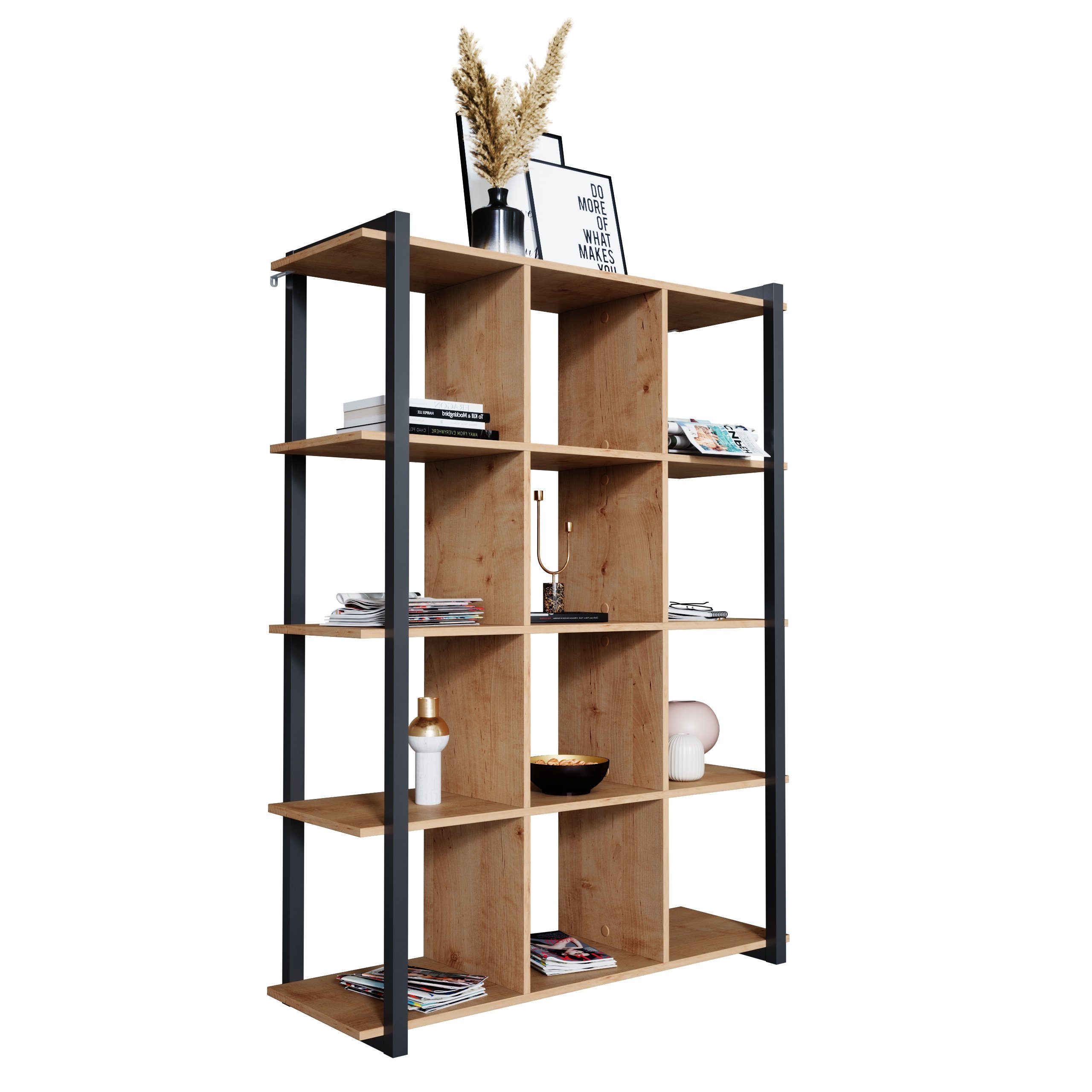 Newroom Bücherregal Vincent, Bücherregal Wildeiche Vintage Industrial Standregal Regal Holzregal