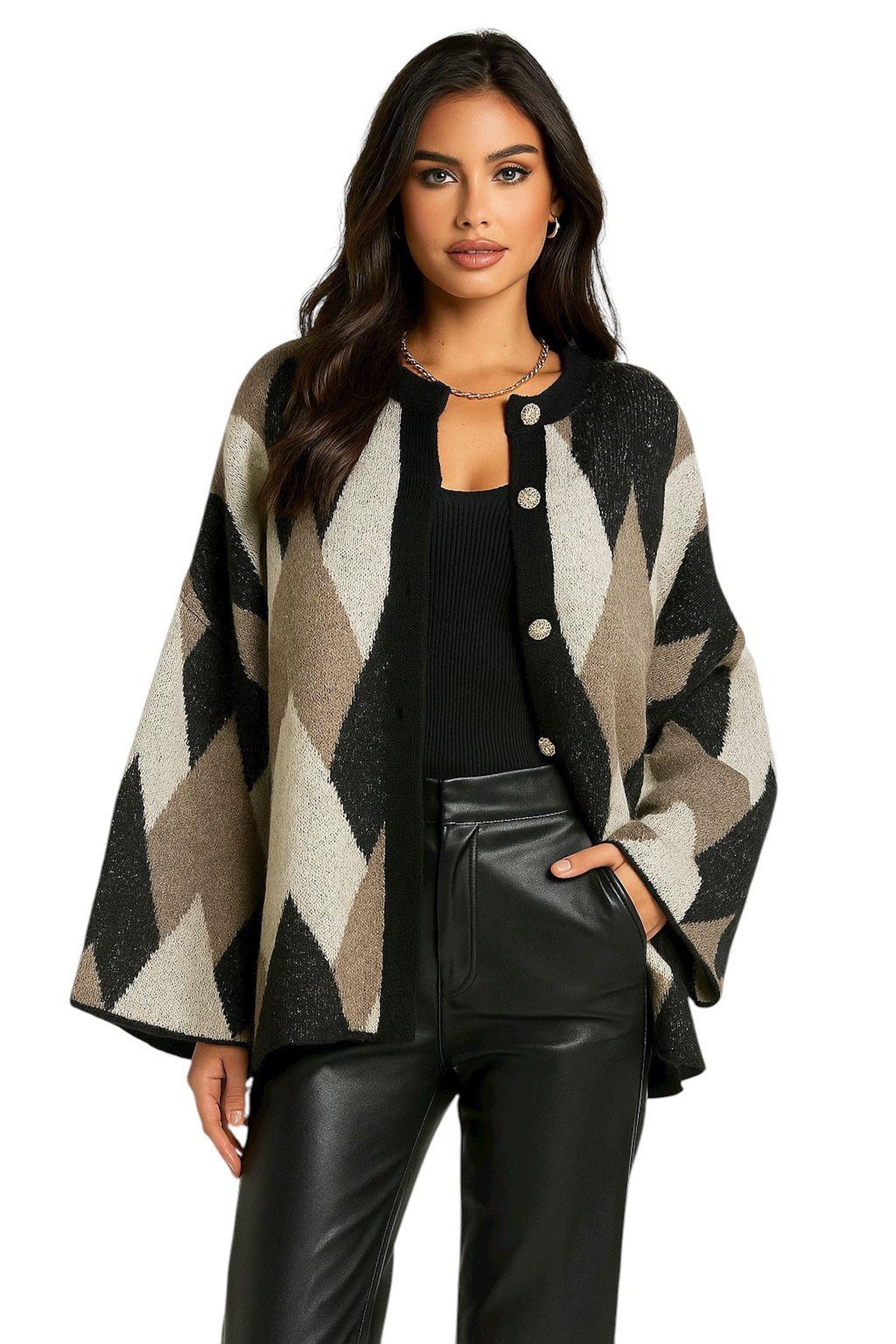 Worldclassca Cardigan WORLDCLASSCA Damen Cardigan Karo Muster Strickjacke K günstig online kaufen