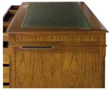 Casa Padrino Schreibtisch Luxus Schreibtisch mit Tür und 6 Schubladen Braun / Grün 160 x 80 x H. 79 cm - Büromöbel