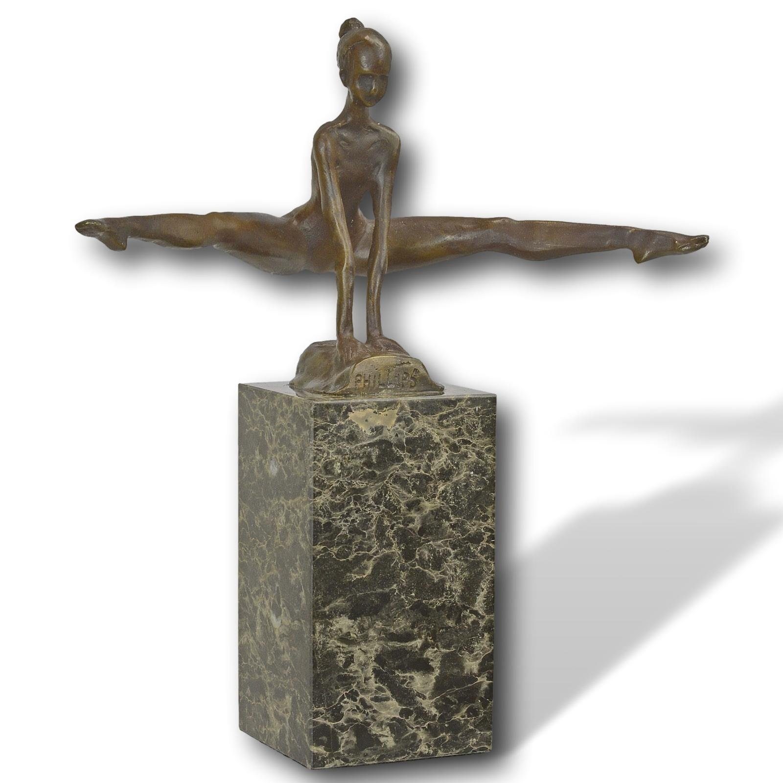 Aubaho Skulptur Bronzefigur Sportlerin Statue Antik-St Bronze Gymnastik Sport Skulptur