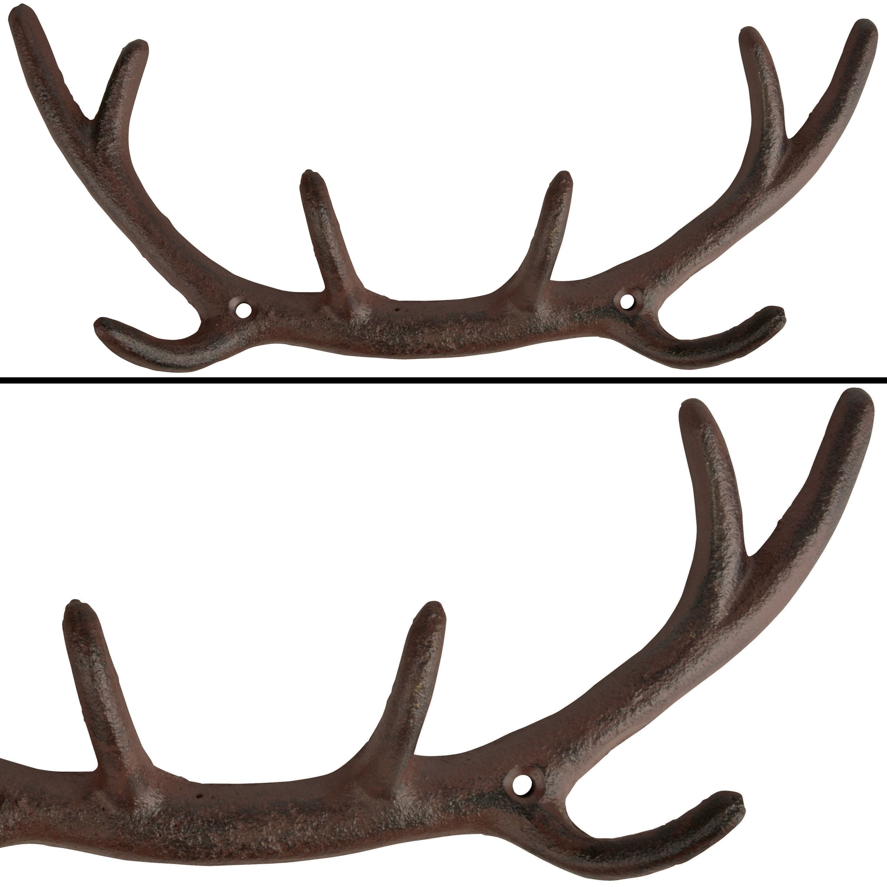 Garderobenhalter Hirschgeweih Wandhaken Haken Garderobe Gusseisen braun Landhaus Geweih