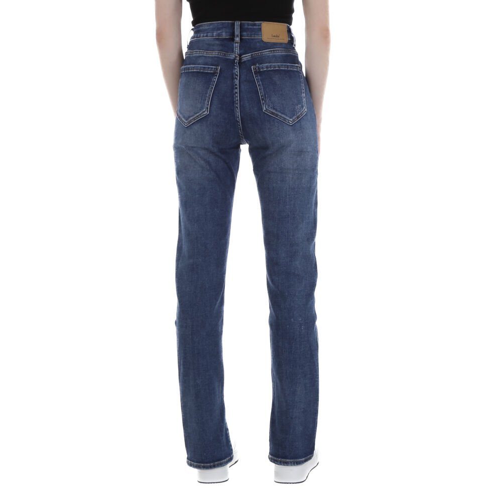 Ital-Design Blau Destroyed-Look Jeans Damen in Stretch High-waist-Jeans Freizeit High Waist