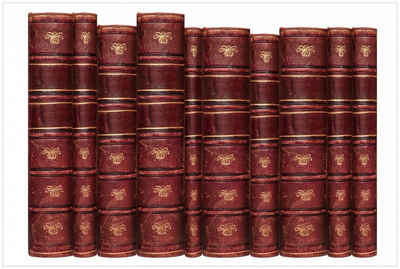 Wallario Glasbild, Alte Bücher mit rotem Ledereinband, in verschiedenen Ausführungen