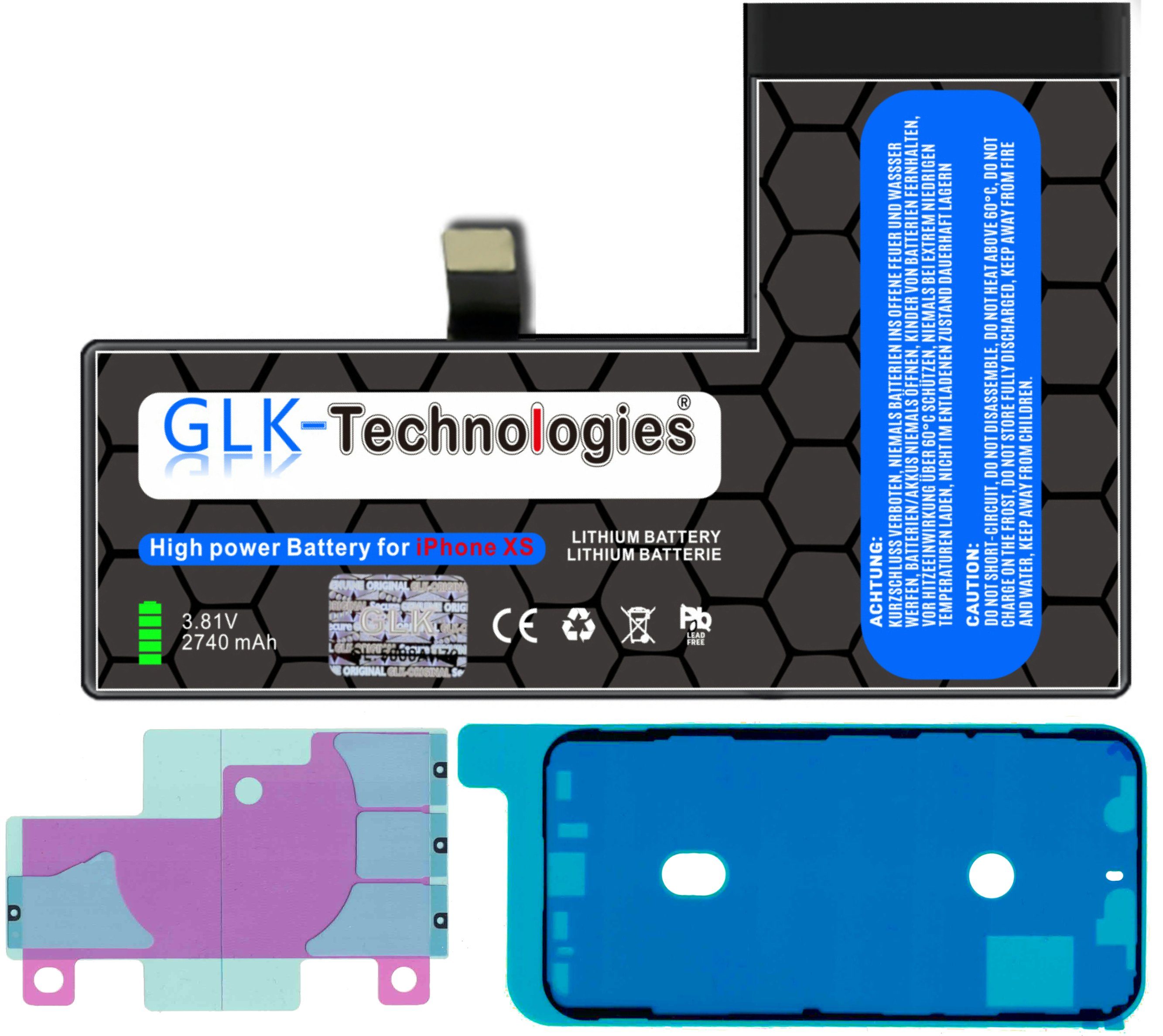 inkl. XS Apple Akku High Power (3,8 für Klebebandsätze Ersatz GLK-Technologies iPhone 2X mAh 2740 Smartphone-Akku V)