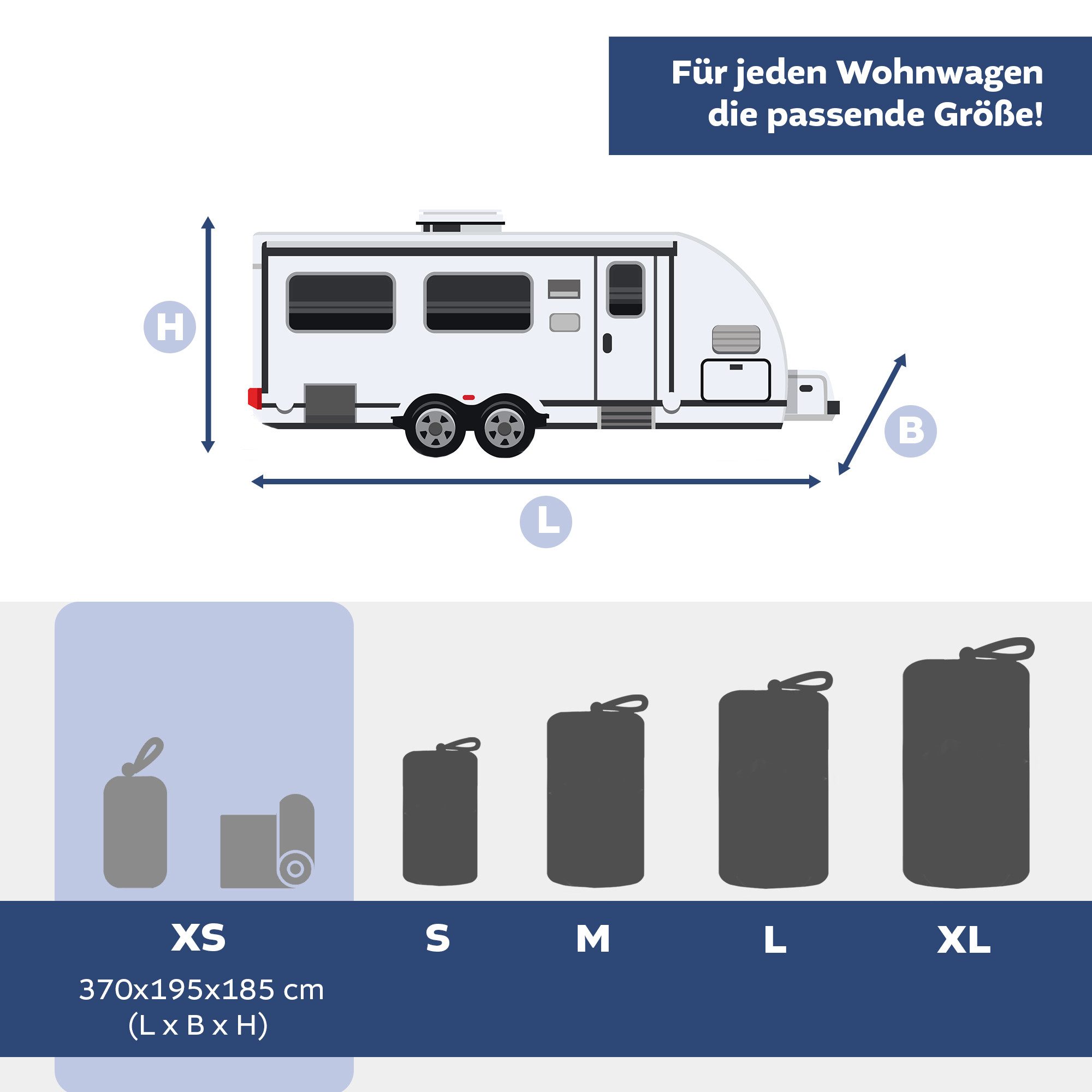 Lemodo Wohnwagenschutzhülle Abdeckung für Wohnwagen, Zurrgurte für die Fixierung – Bild 4 von 5