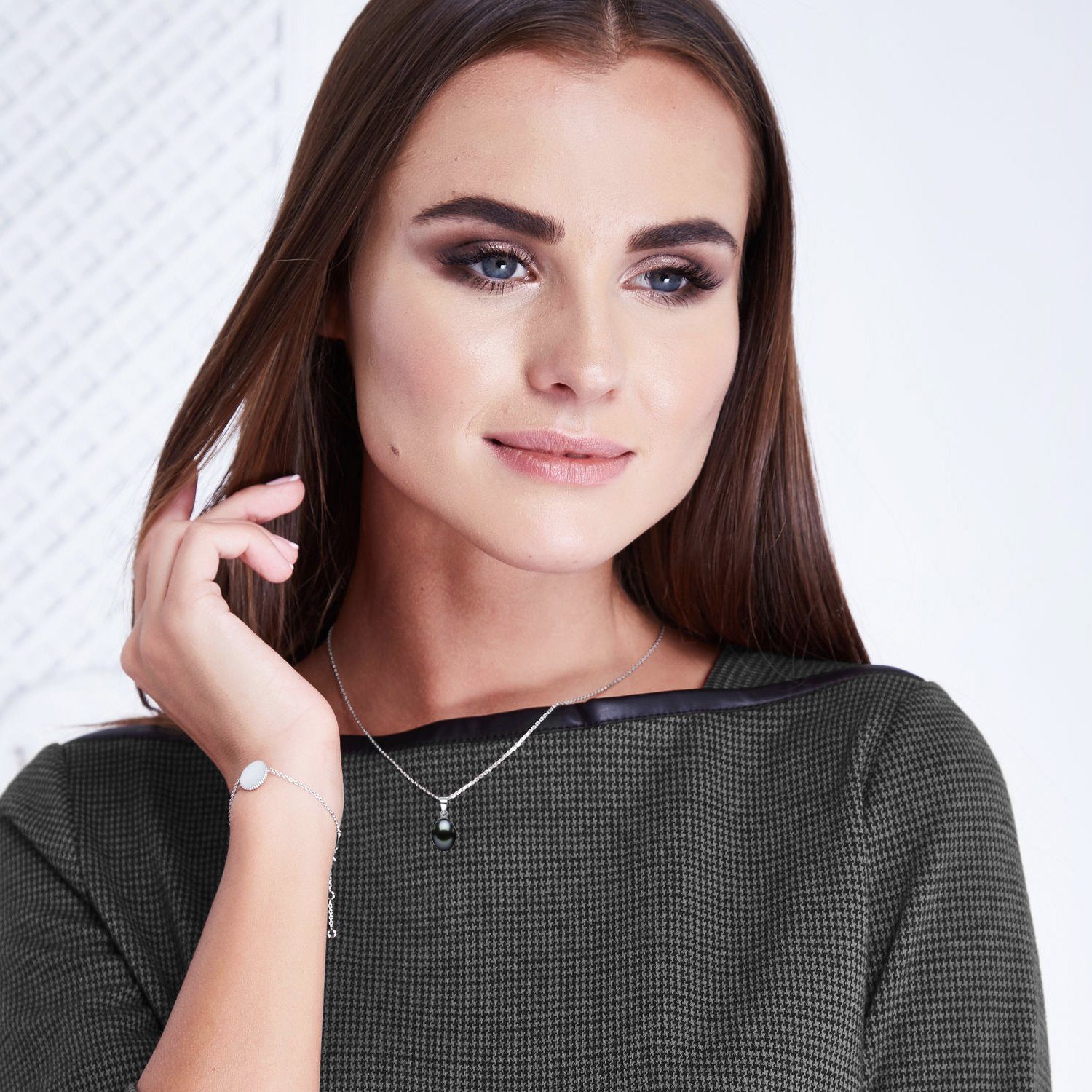 LÖB Kette mit Anhänger 925 Silber Halskette Zuchtperle Echte Tropfen Perlen Anhänger Schwarz (Geschenke für Frauen Damen Beste Freundin Mutter Mama Ehefrau Oma  – Bild 2 von 4