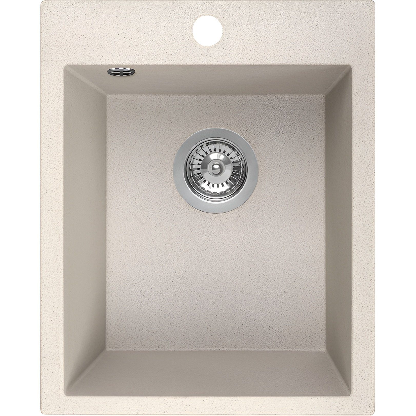 KOLMAN Küchenspüle Einzelbecken Chichi Granitspüle, Rechteckig, 48/39 cm, Beige, Space Saving Siphon GRATIS