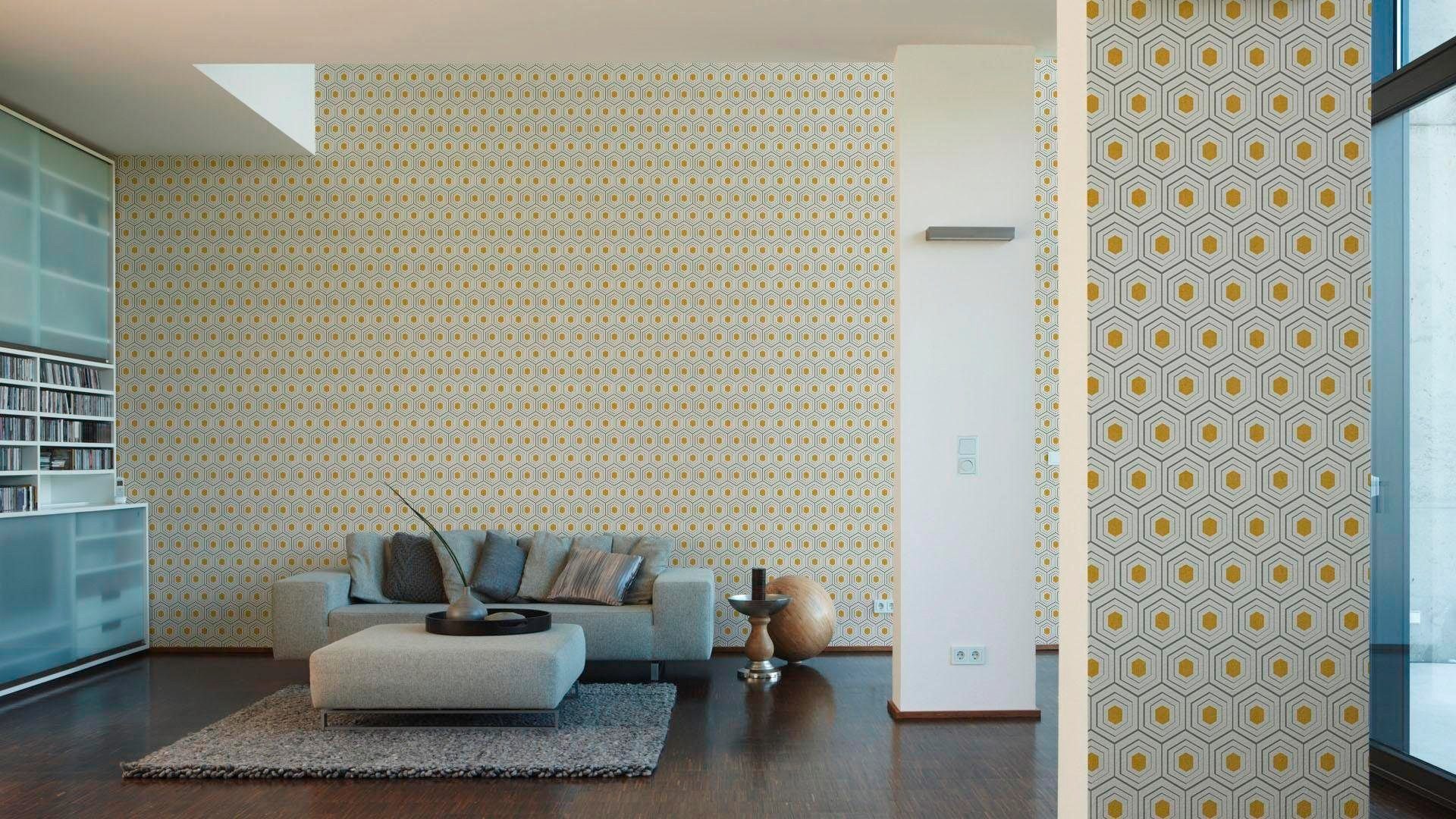 living walls Vliestapete Deco Four geometrisch, Grafische Art Seasons, grafisch, Tapete beige/grau