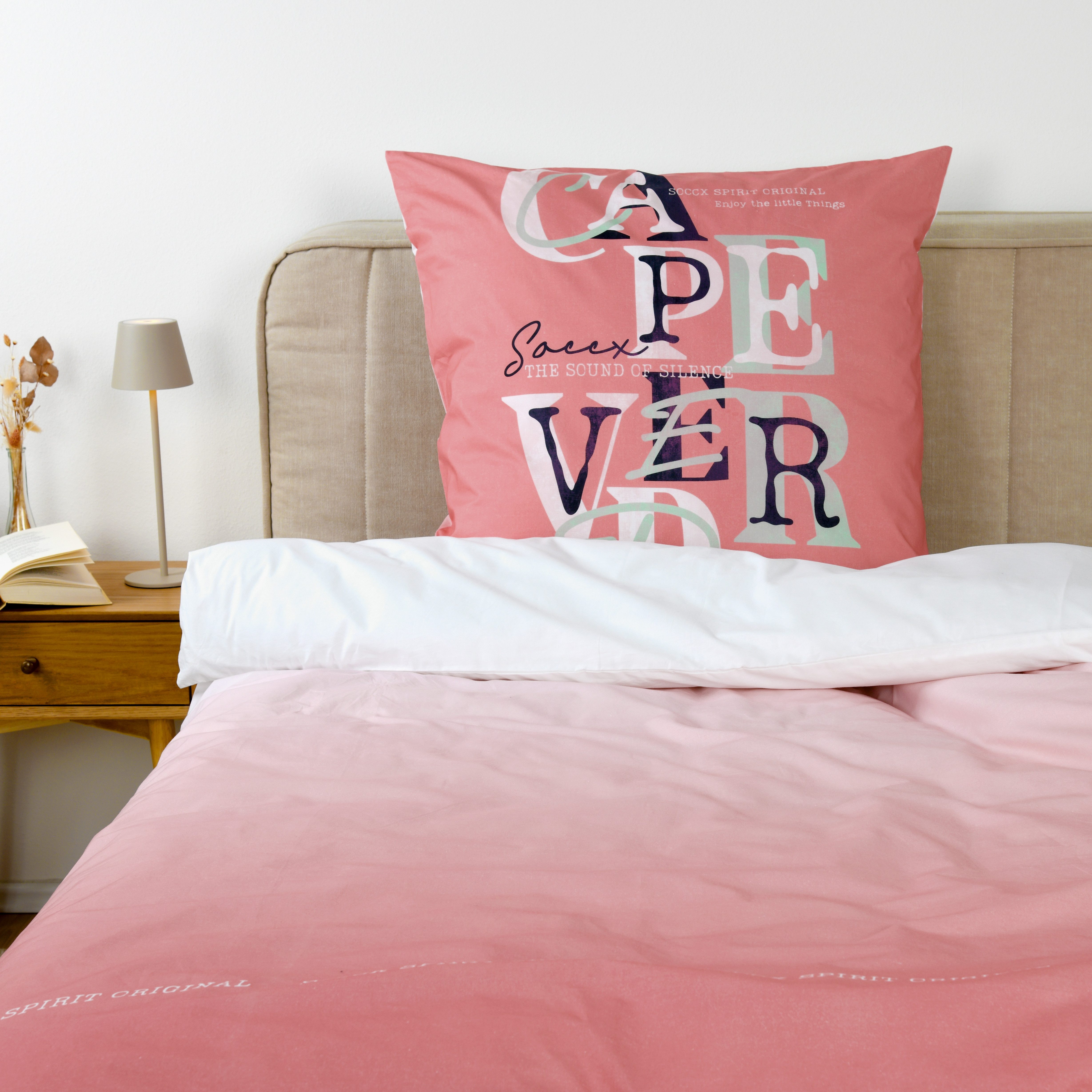SOCCX Wendebettwäsche Coral Gradient, Renforcé, 2 teilig, gewebtes Label